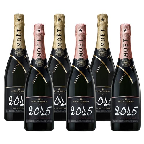 Mixed Case of Moet And Chandon Vintage Brut and Vintage Rose (6x75cl)